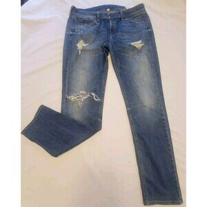 Rag & Bone Jeans Womens Size 32/12 Blue The Dre Slim Boyfriend Distressed Faded